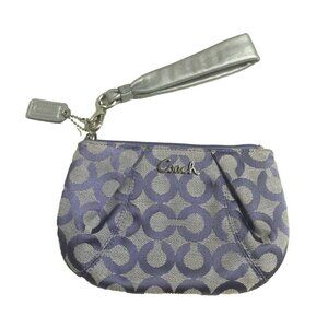 NWOT Coach Wristlet purple Op Art Signature logo Clutch Canvas Purse pouch Y2K